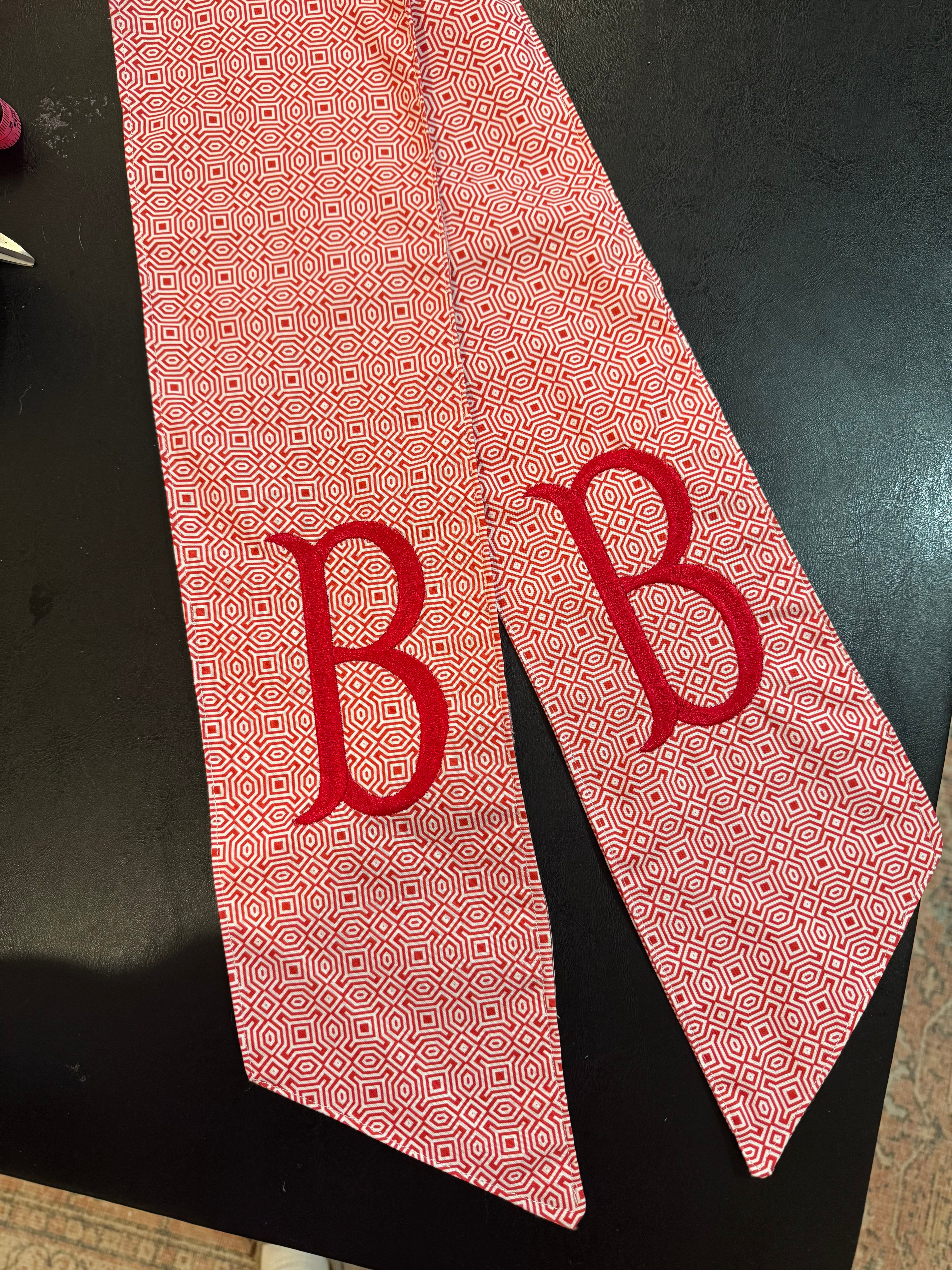 Red and White Geometric Wreath Sash