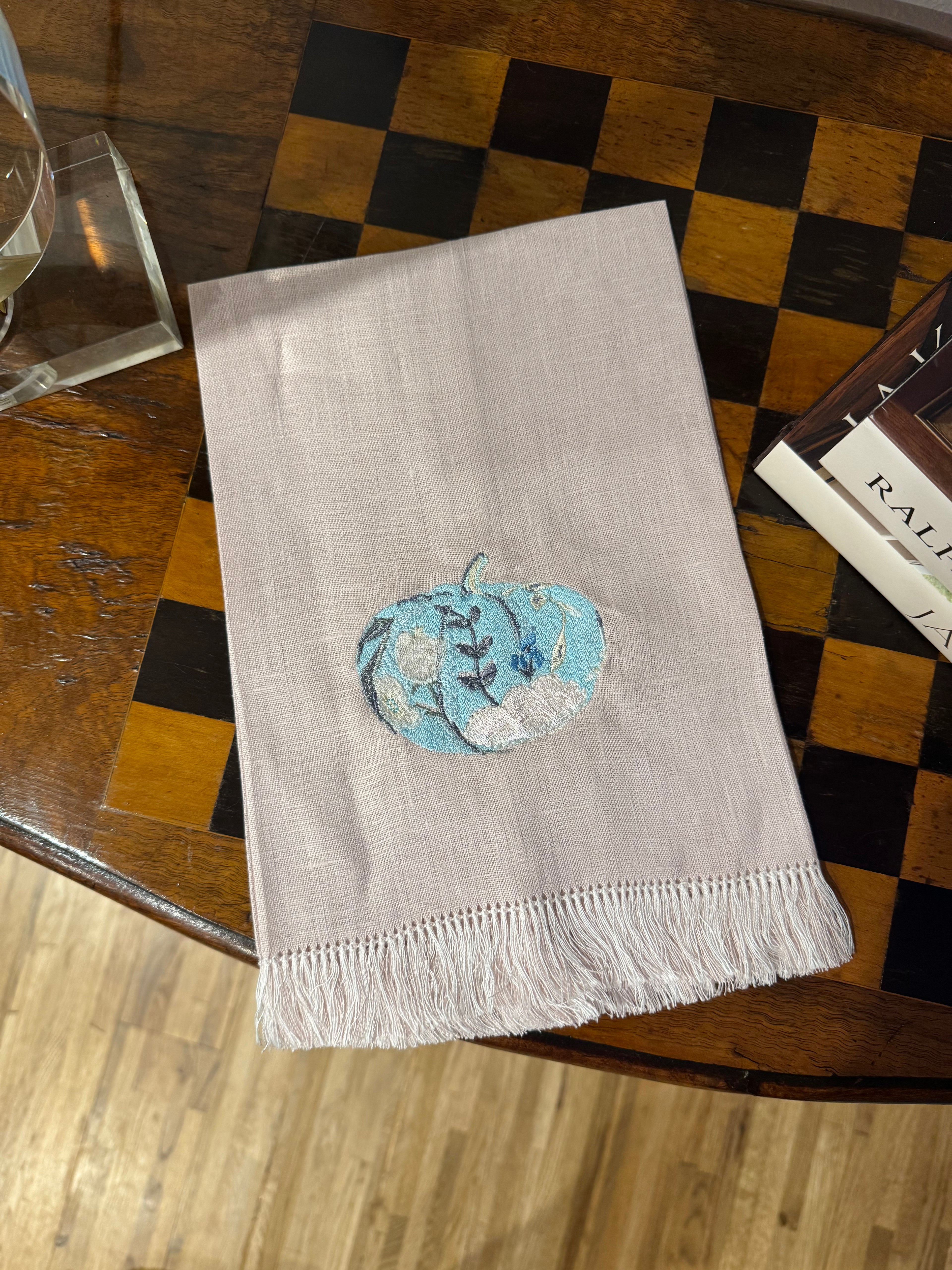 Floral Pumpkin Fringe Tea Towel