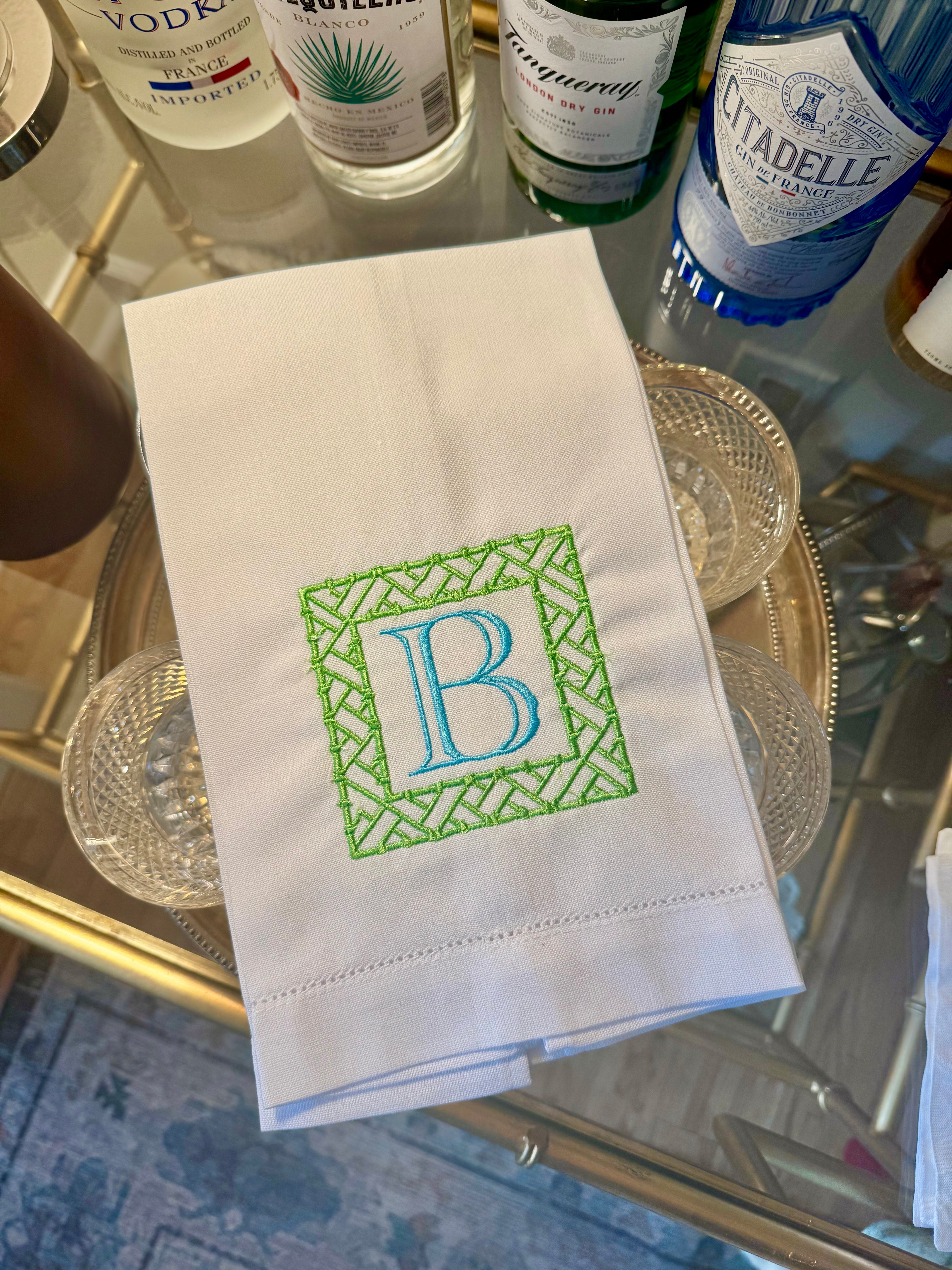 Bamboo Frame Initial Tea Towel