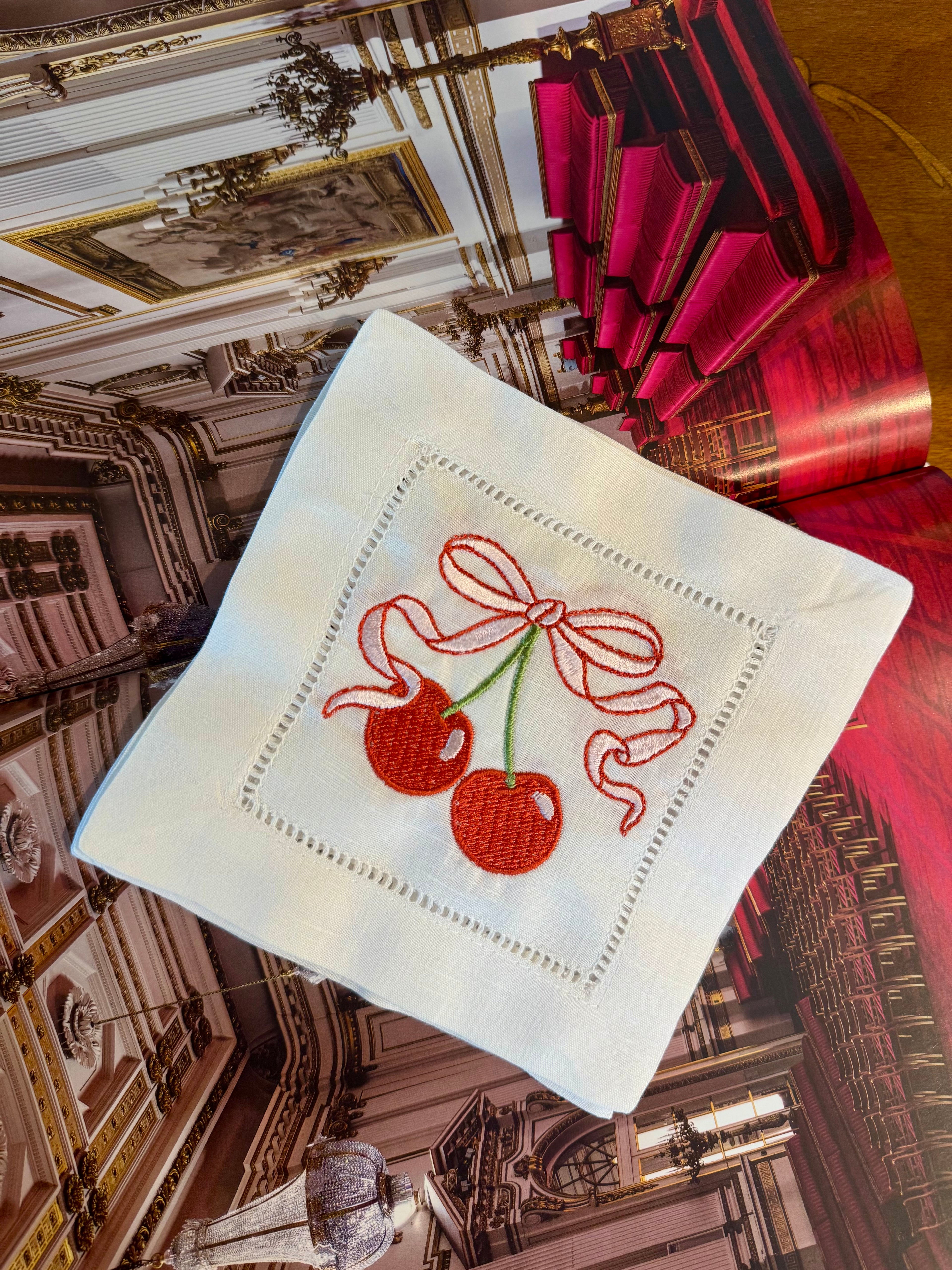 Cherry Bow Cocktail Napkins