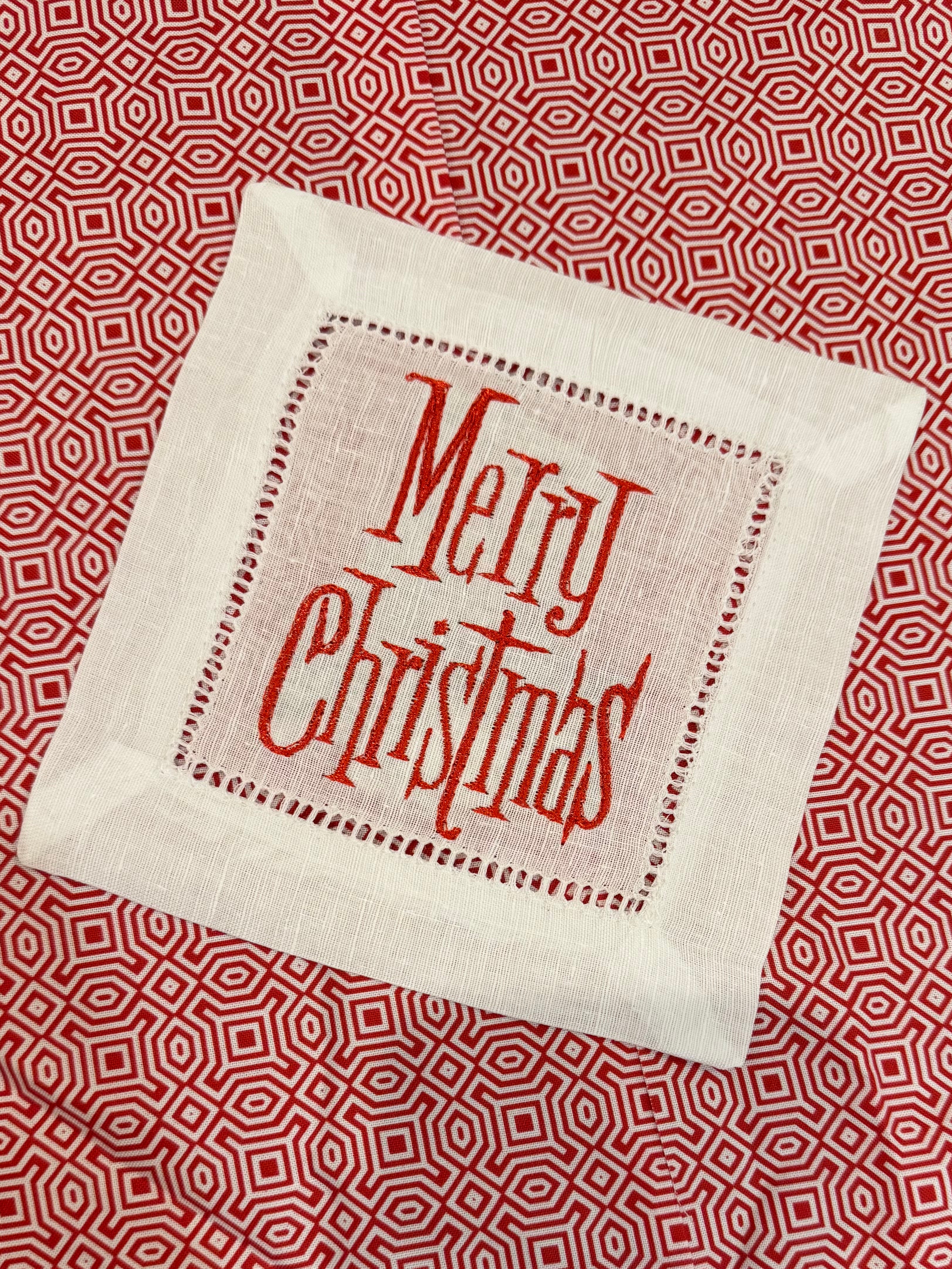 Merry Christmas Vintage Font Cocktail Napkins