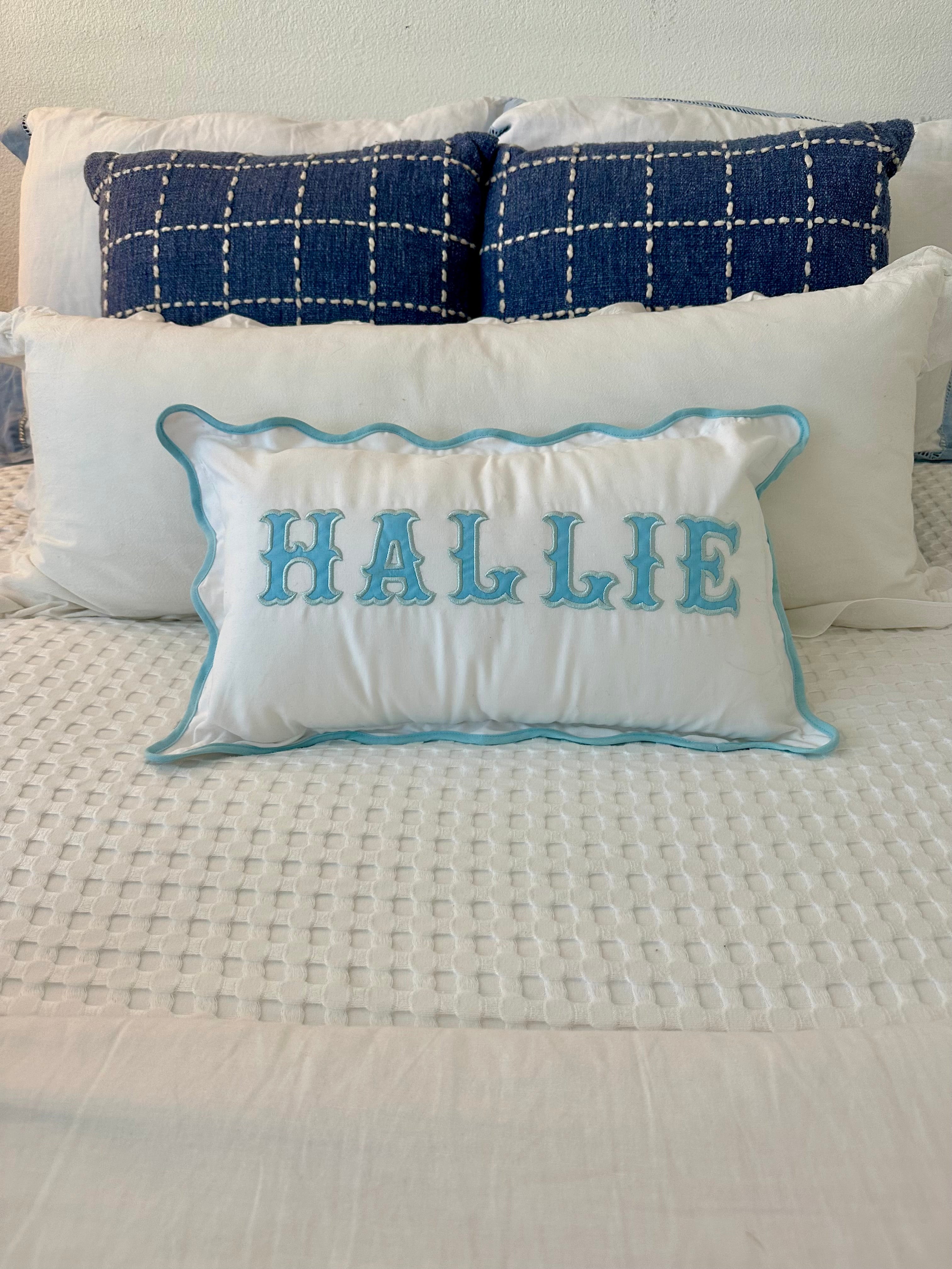 Name Monogram Applique Pillow Cover