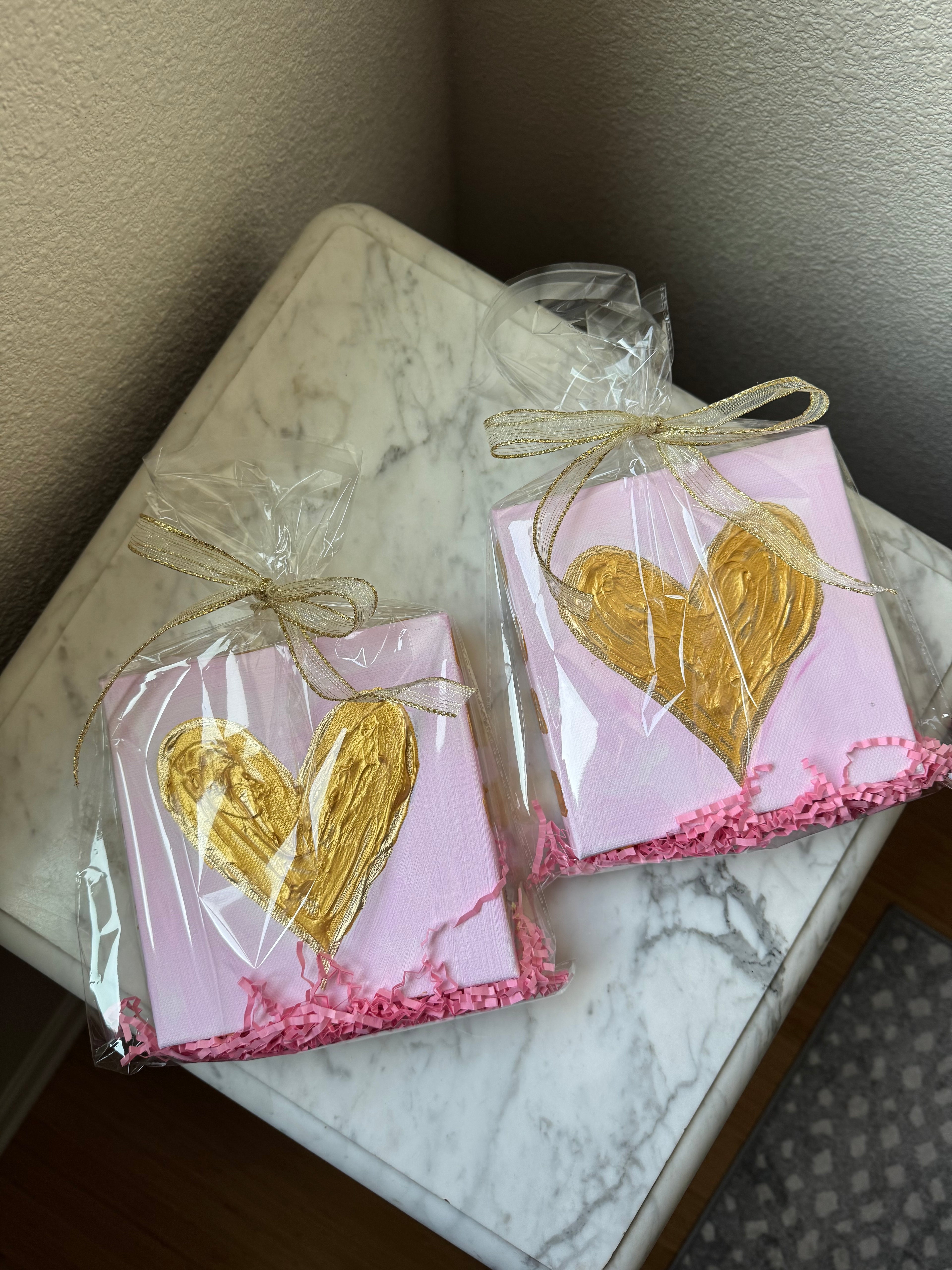 Valentines Day Mini Painting Gold & Pink Heart