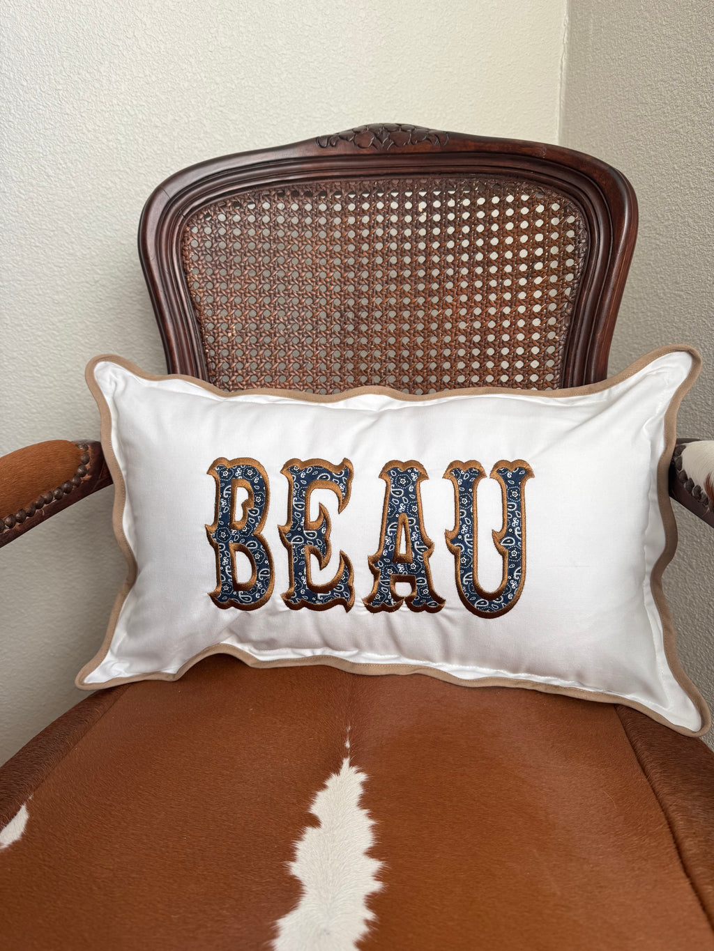 Name Monogram Applique Pillow Cover